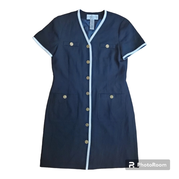 Evan Picone Dresses & Skirts - Vintage Evan-Picone Women Elegant Inspired Black White Button Down Dress